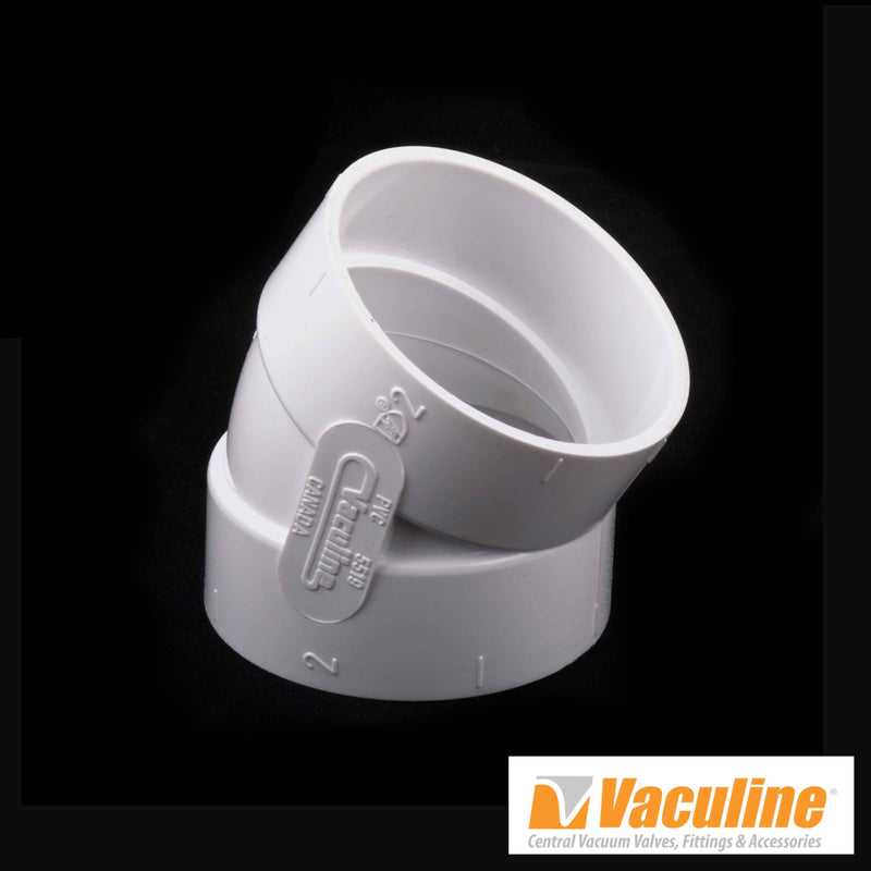 Vaculine Canplas Central Fitting 30 Degree Elbow, White