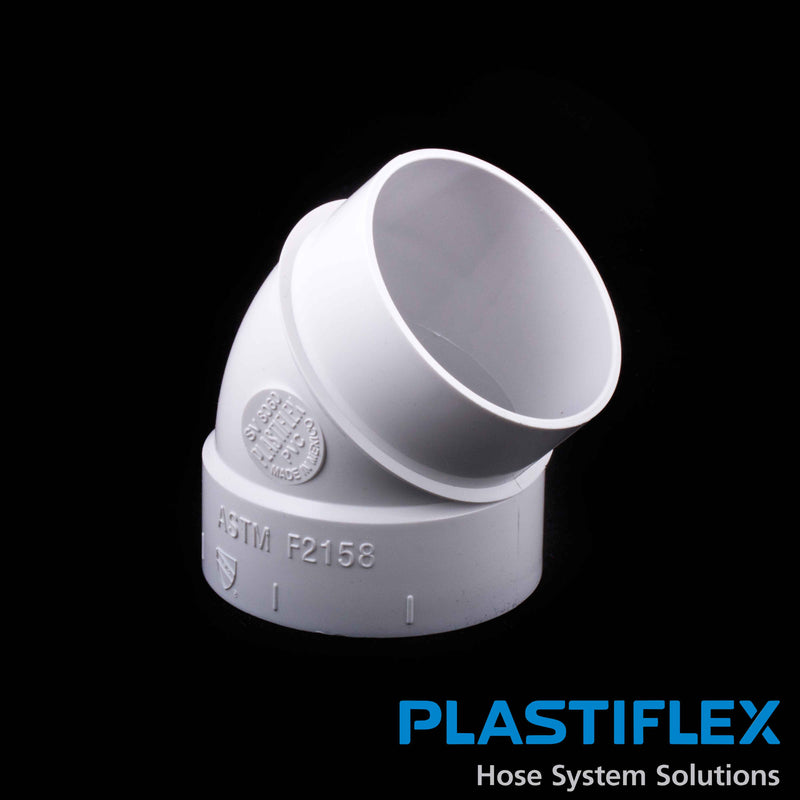 Plastiflex 45 Degree Spigot Central Fitting, ELL, White