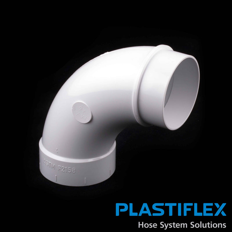 Plastiflex 90 Degree Spigot Sweep Central Fitting, ELL, White