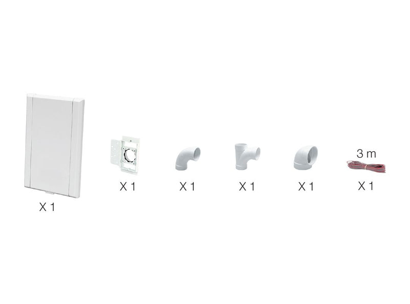 Nearby installation kit for 1 Vaculine wall inlet with 1 white square inlet