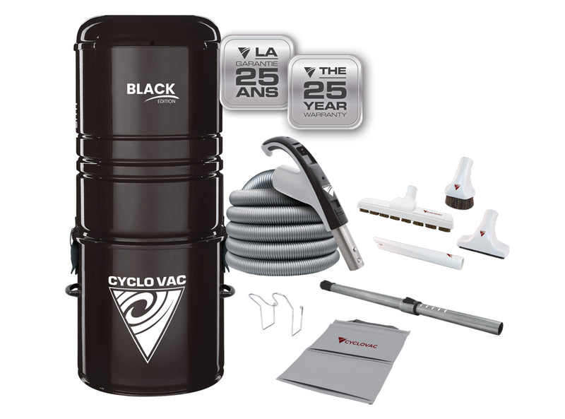 Cyclovac Central Vacuum GS125 Black Edition [bagged version] including attachment kit 24V hose 35' (10.67 m)