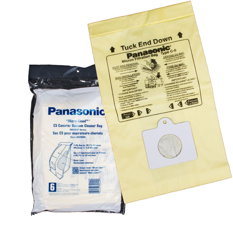 Panasonic Canister OEM C5 Paper Bags, 6 Pack - MLvac.com